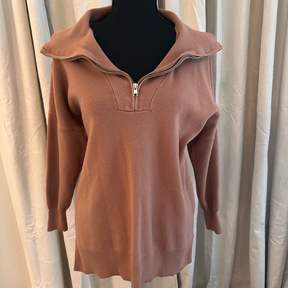 Pink Lily Quarter Zip Sweater